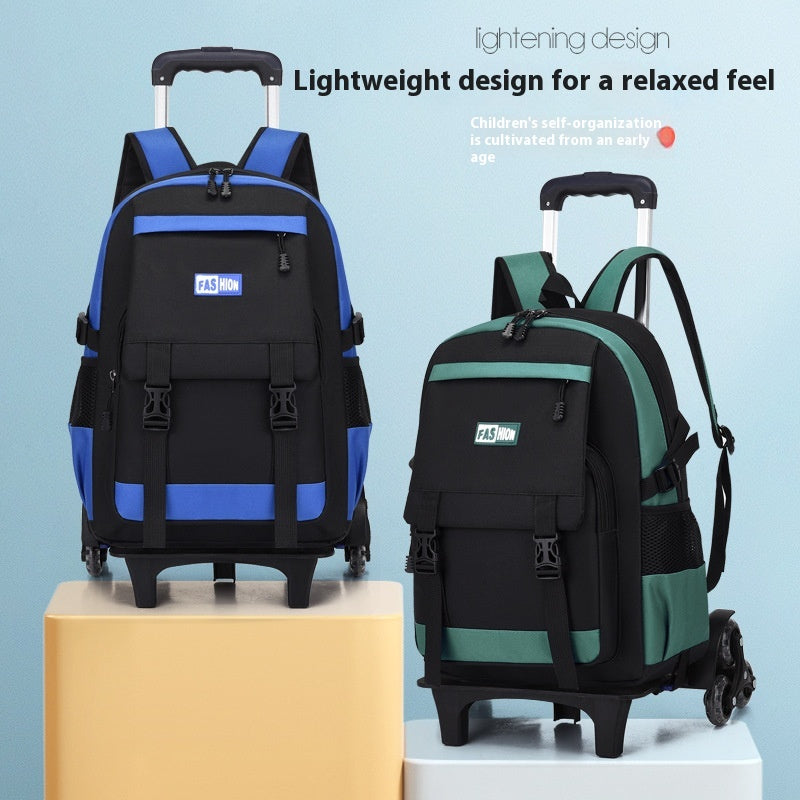 Kids Large Capacity Trolley School Backpack with Wheels – Primary School Pull Rod Bag