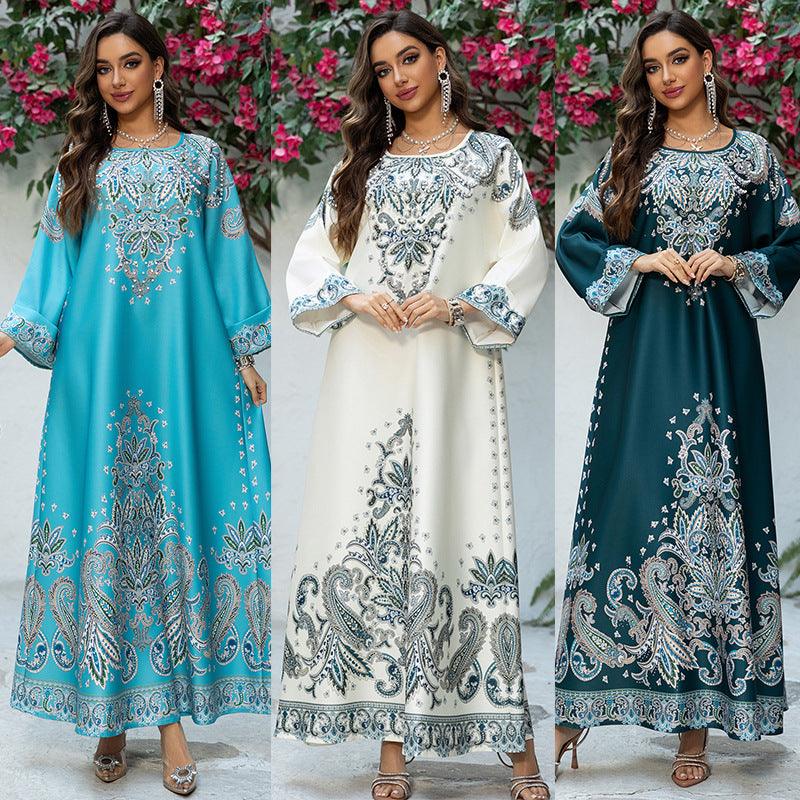Abito da donna stampato Dubai in stile musulmano - EX-STOCK Canada