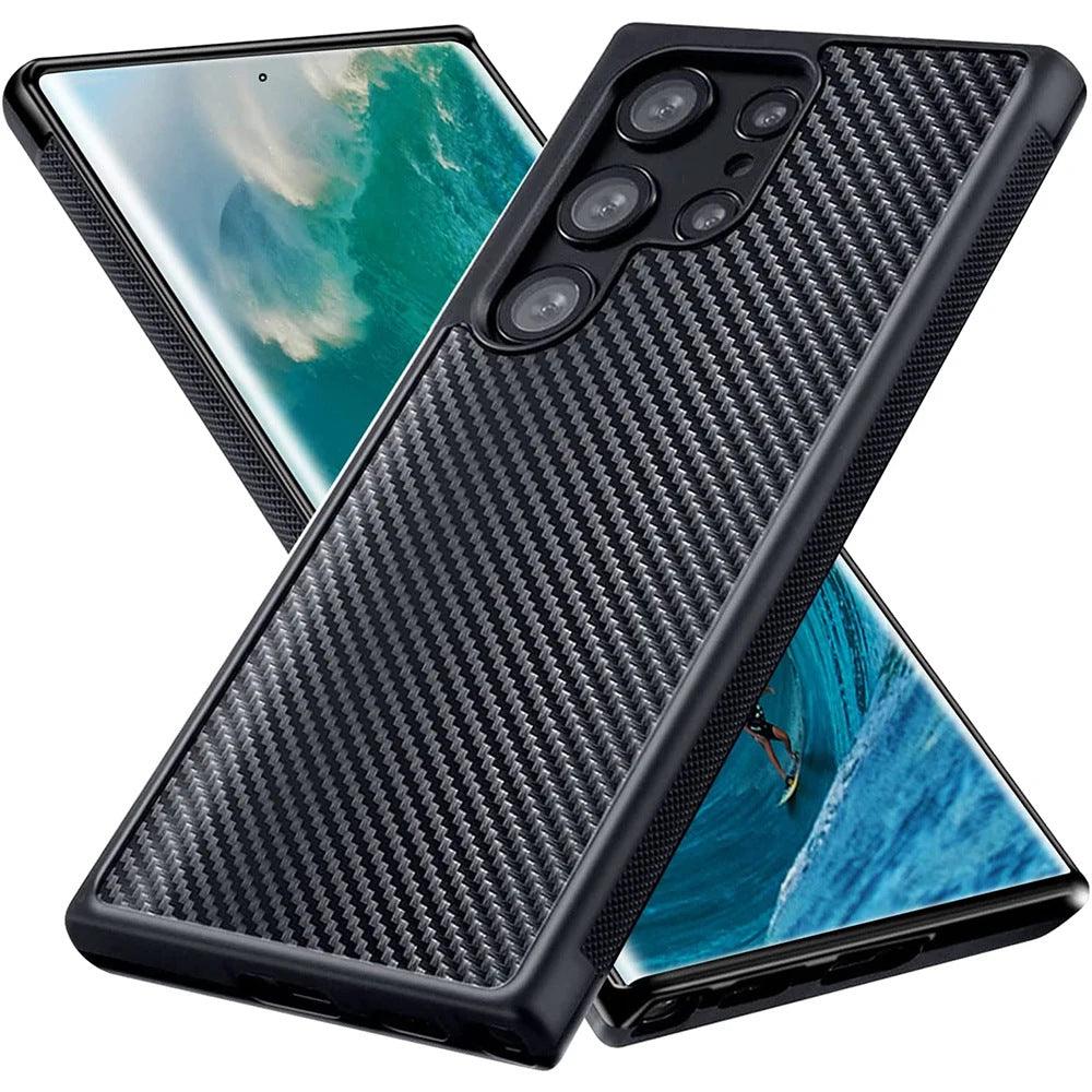 Coque de téléphone S24Ultra applicable en fibre de carbone, étui protecteur magnétique ultra-finEX-STOCK Canada
