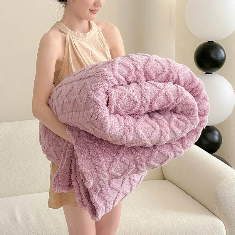 Single-layer Double-sided Tower Velvet Sofa Cover Soft Winter Blanket - EX-STOCK Canada