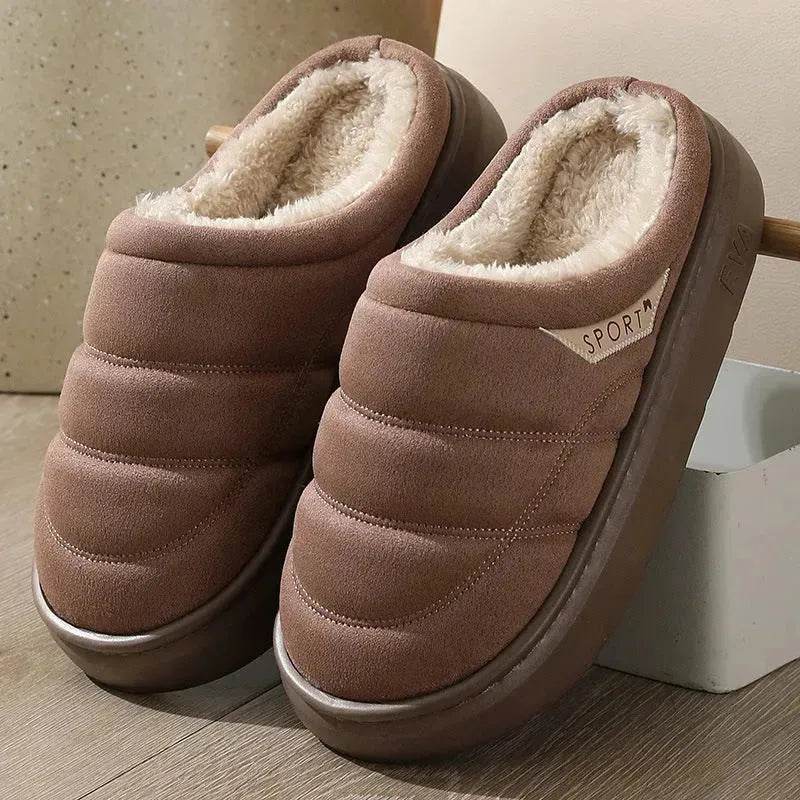 Fashion Solid Plush Slipper Winter Warm Indoor Floor Bedroom Home Slippers For Couple Thick-soled House Shoes Women Men - EX-STOCK Canada