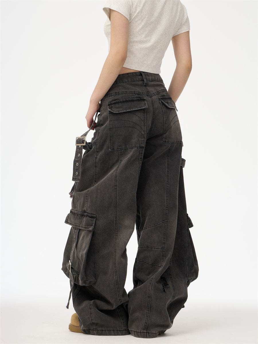 Distressed Washed Oversized Baggy Cargo Jeans Pant - EX-STOCK Canada