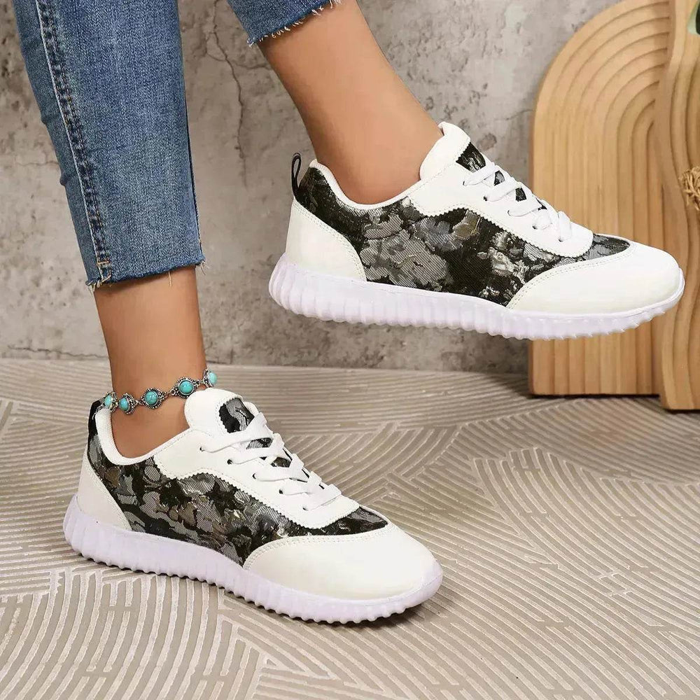 Versatile Lace-up Flat Shoes Casual Lightweight Thick-soled Running Sports Shoes Low-top Breathable Sneakers For Women - EX-STOCK Canada