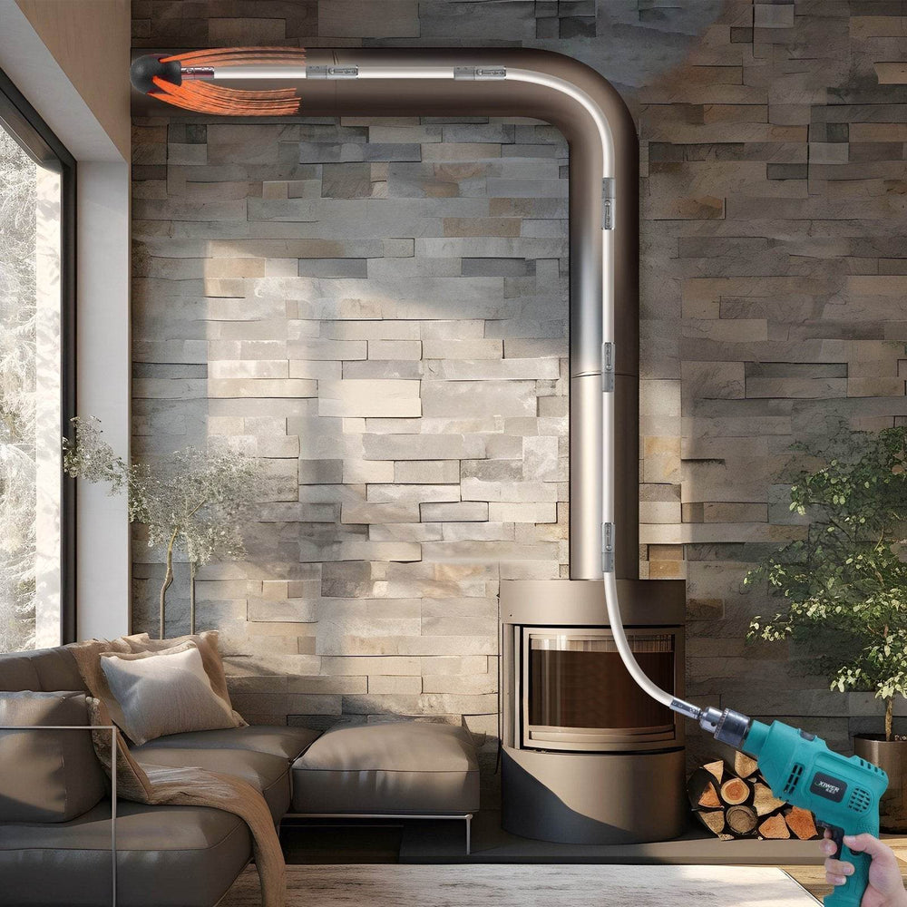 30 Feet Chimney Sweep Kit, W 9 Reinforced Nylon Flexible Rods, Ergonomic Chimney Cleaning Brush, 360-Degree Brush Chimney Cleaner, Rich Accessories For Fireplace Flue Home Use Fits Most Pipes - EX-STOCK Canada