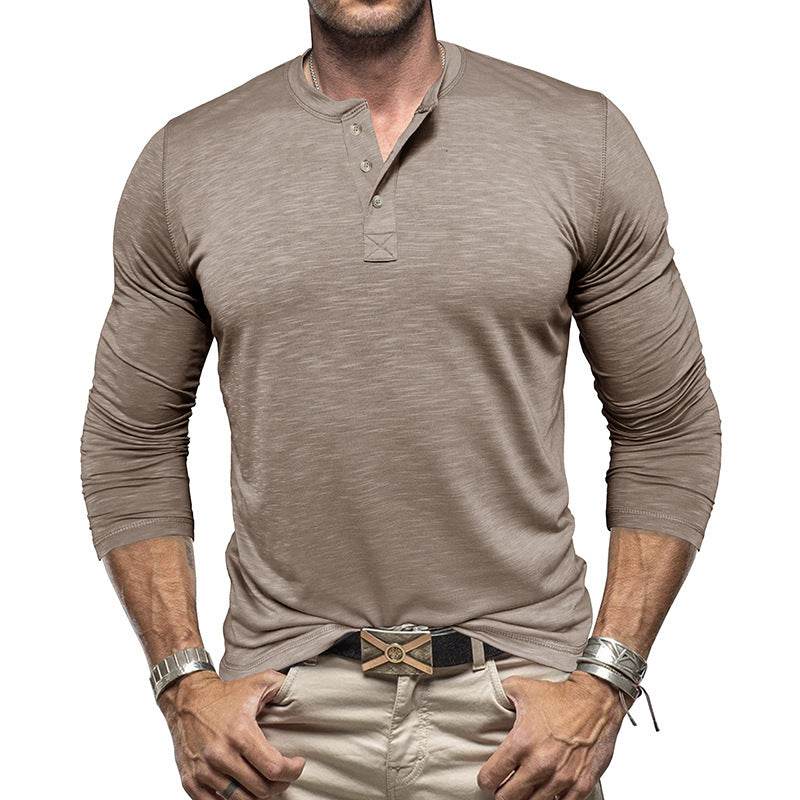 Men's Long-sleeved Henry Collar T-shirt - EX-STOCK Canada