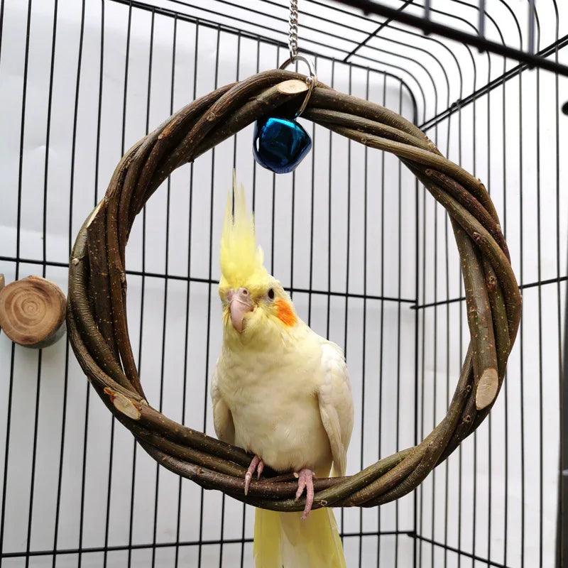 Bird Standing Frame Rattan Ring Chewing Toy Bird Cage EX-STOCK Canada