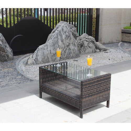 Outdoor-Patio-Möbel-Couchtisch mit klargespannter SicherheitsglasplatteEX-STOCK Canada
