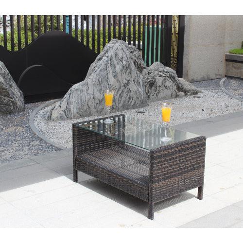 Table basse de mobilier de patio extérieur avec verre trempé clairEX-STOCK Canada