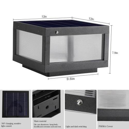 Solar Wall Light With Dimmable LEDs Landscape Pathway Light - EX-STOCK Canada