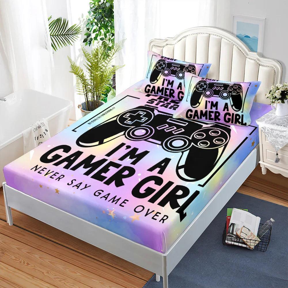 Fitted Sheet Duvet Cover Three-piece Gamepad Cool Mattress Cover EX-STOCK Canada
