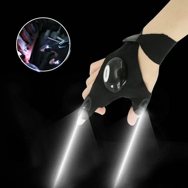 LED Outdoor Flashlight Fishing Half Finger Sports Lighted Gloves - EX-STOCK CANADA