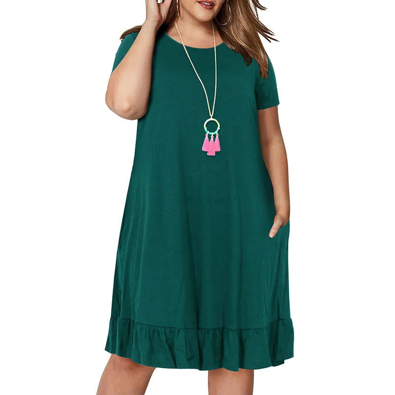 Plus Size Summer Dresses Round neck Short Sleeve Mini dress - EX-STOCK CANADA