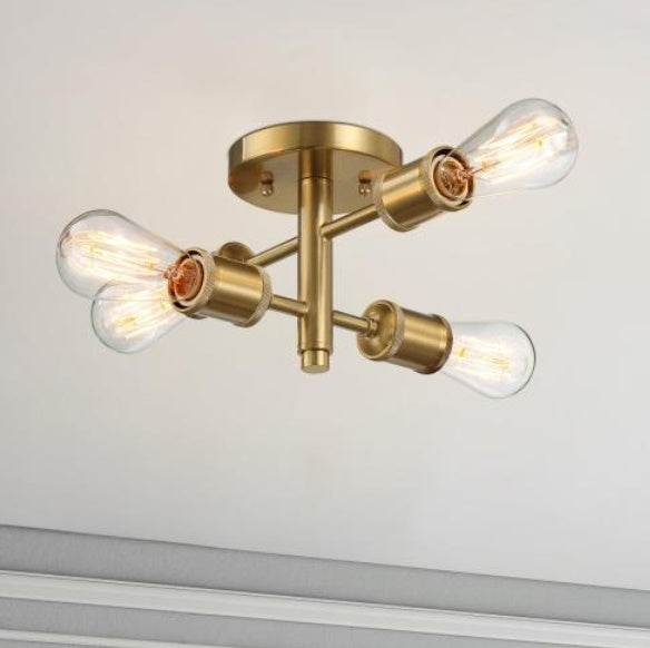 Ephemeral Four Lights Semi Flush Mount Retro Hallway Kitchen Bedroom Living Room Ceiling Pendant 11 W X 6.5 H - EX-STOCK Canada