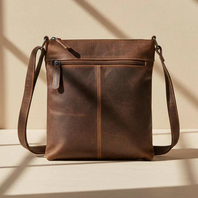 Sac bandoulière en cuir Greenwood. Sac à main en cuir pleine fleur de qualité supérieure avec plusieurs pochesEX-STOCK Canada