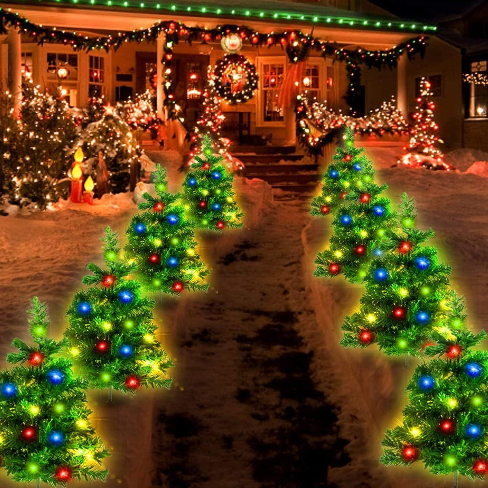 2 Packs Solar Christmas Tree, Solar Powered Pathway Christmas Tree With Multicolored LED Lights, So EX-STOCK Canada