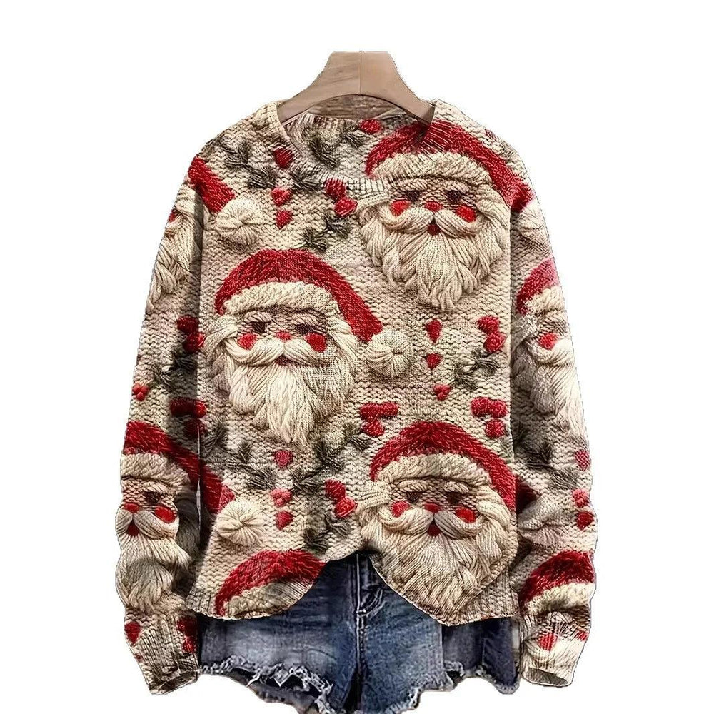 Sweat-shirt à col rond pour femme avec motif de NoëlEX-STOCK Canada