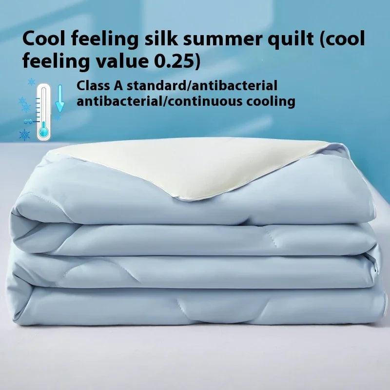 Pure Color Cool Silk Summer Blanket Airable Cover Single Double Summer Ice Cream Ice Silk Summer Quilt Machine Washable Thin Duvet EX-STOCK Canada