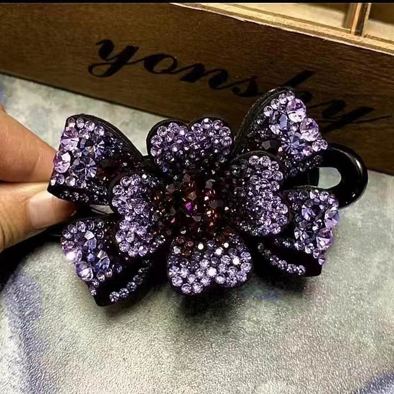 Elegant Rhinestone Barrette Flower Hair Clip - EX-STOCK Canada