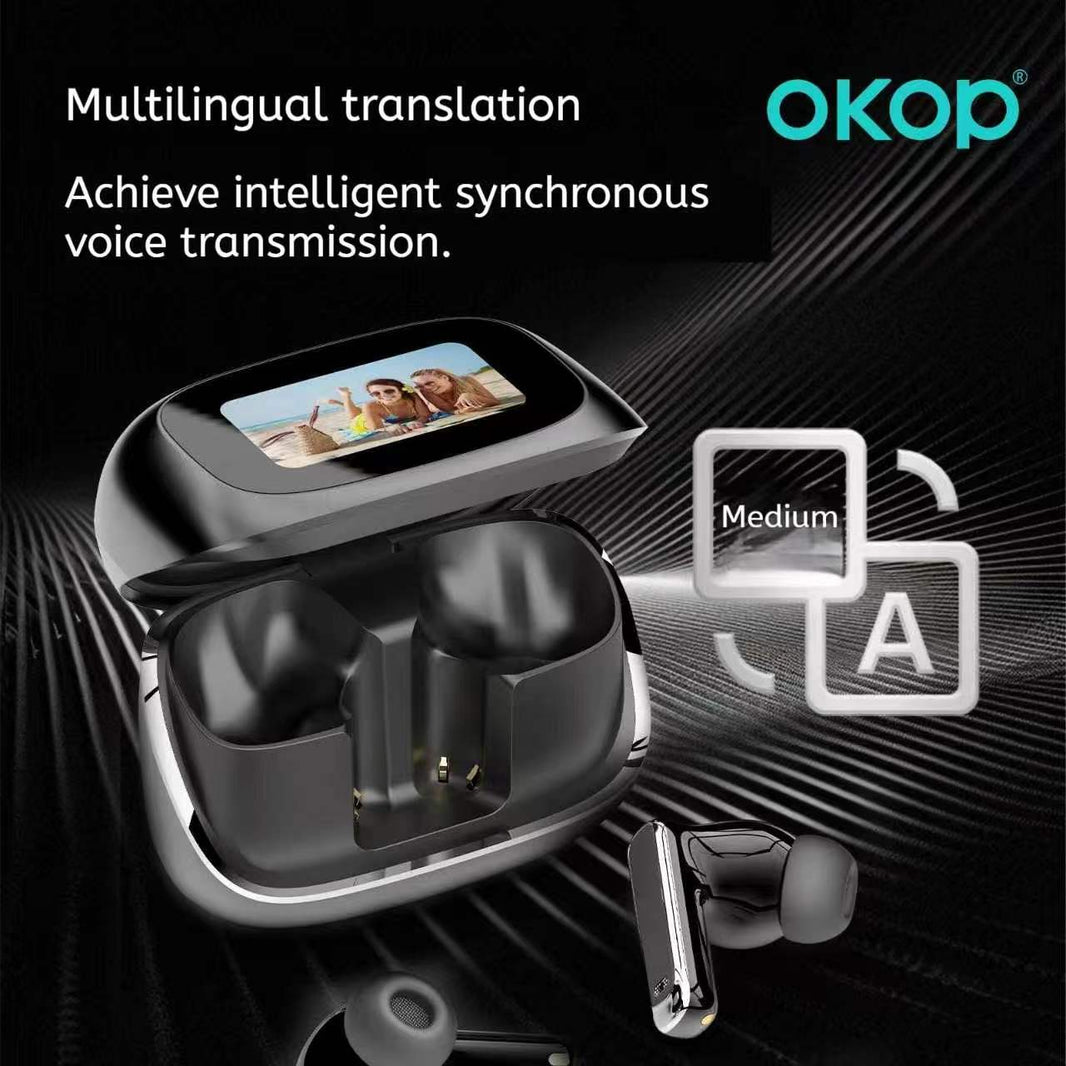 Écouteurs sans fil Bluetooth KP-219 avec boîtier à affichage numérique – Réduction de bruit ENC, traduction IA (Noir, Or, Violet)