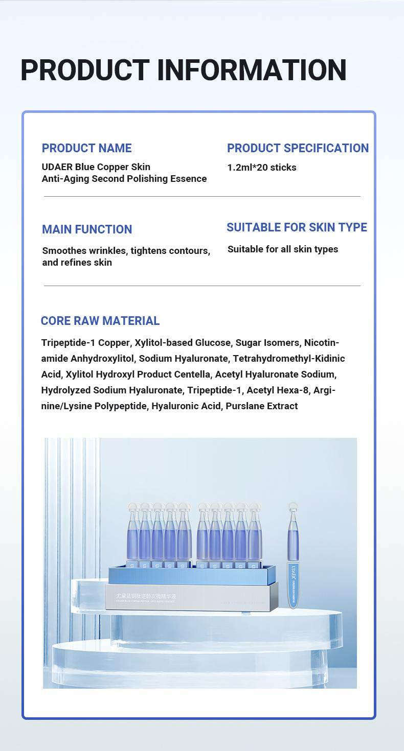 UDAER Blue Copper Peptide Serum Essence Rejuvenating Moisturizing Anti-wrinkle, Soothing And Repairing - EX-STOCK Canada