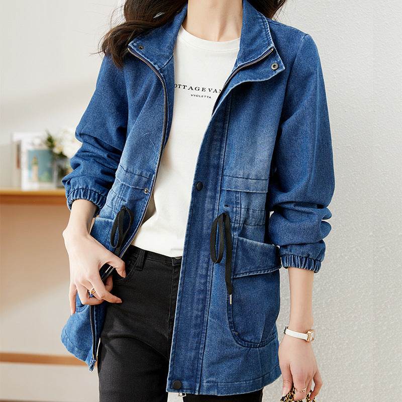 Fashion formal fitted Zip up Denim Jacket Women - EX-STOCK Canada