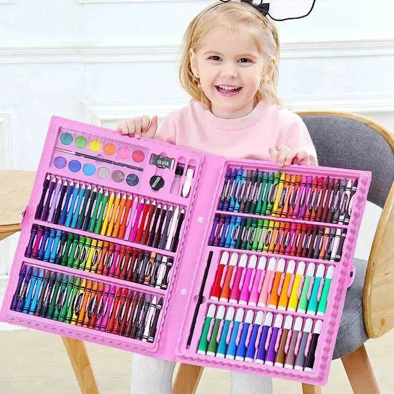 Double Panel Easel Version Watercolor Pen Set Brush Crayon Oil Pastel Children Painting Coloring Drawing Art set. - EX-STOCK Canada