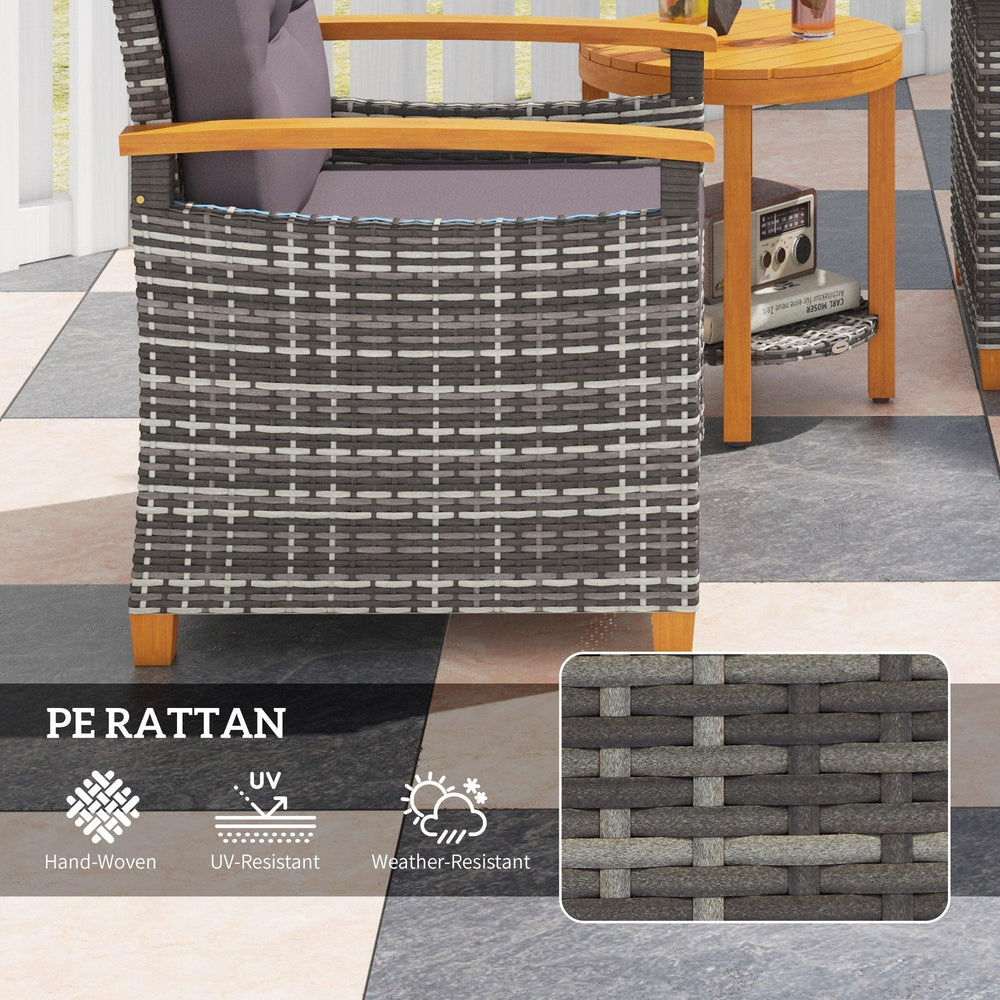 Outdoor-Bistro-Set Rattan-Patiomöbel mit Kissen für Veranda, Hinterhof, Garten, GrauEX-STOCK Canada