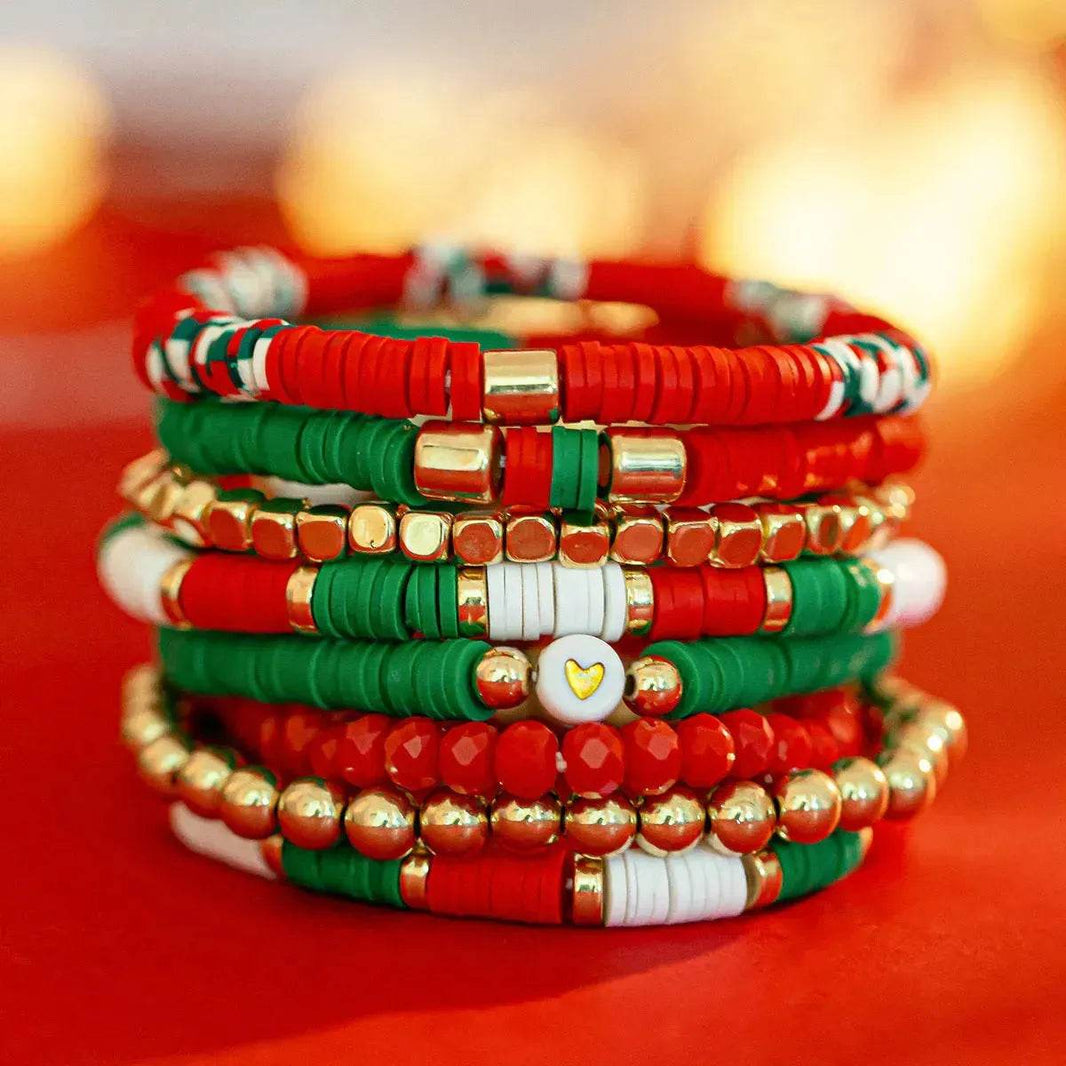 Christmas Polymer Clay Color Bracelet set Xmas gift idea - EX-STOCK Canada