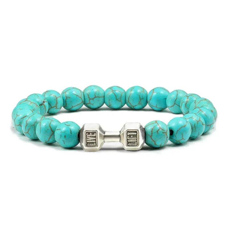 Turquoise Energy Gun Black Electroplated Alloy Beaded Bracelet - EX-STOCK Canada