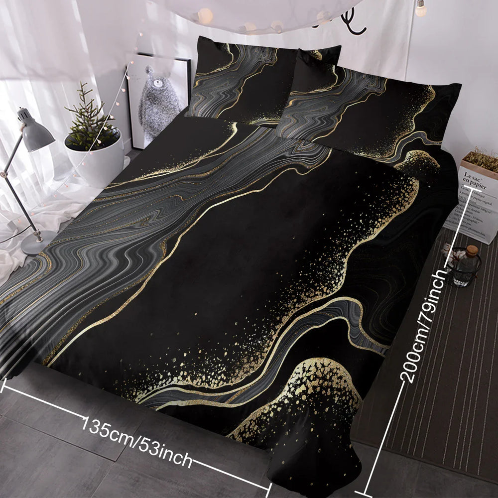 Black Gold Grey Marble Bedding Watercolor Marble Duvet Cover Set Abstract Chic Printed Design Quilt Cover Single 1 Duvet Cover 2 Pillowcases EX-STOCK Canada