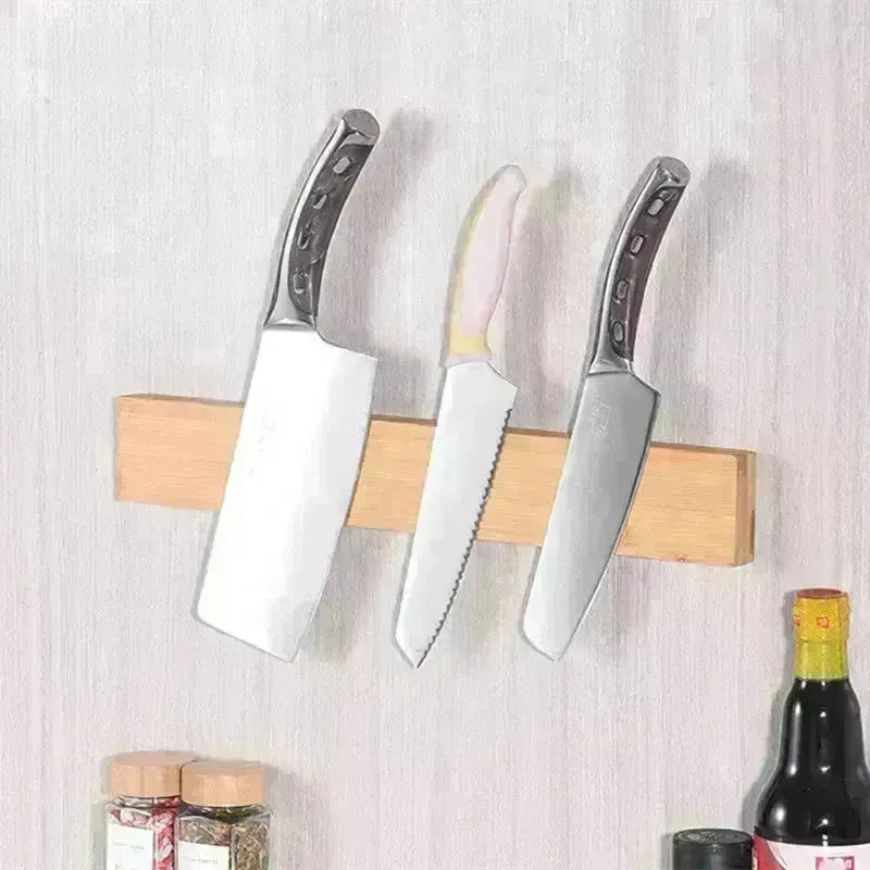 Wall Mounted Wooden Block Magnetic Knife Holder Rack - EX-STOCK CANADA