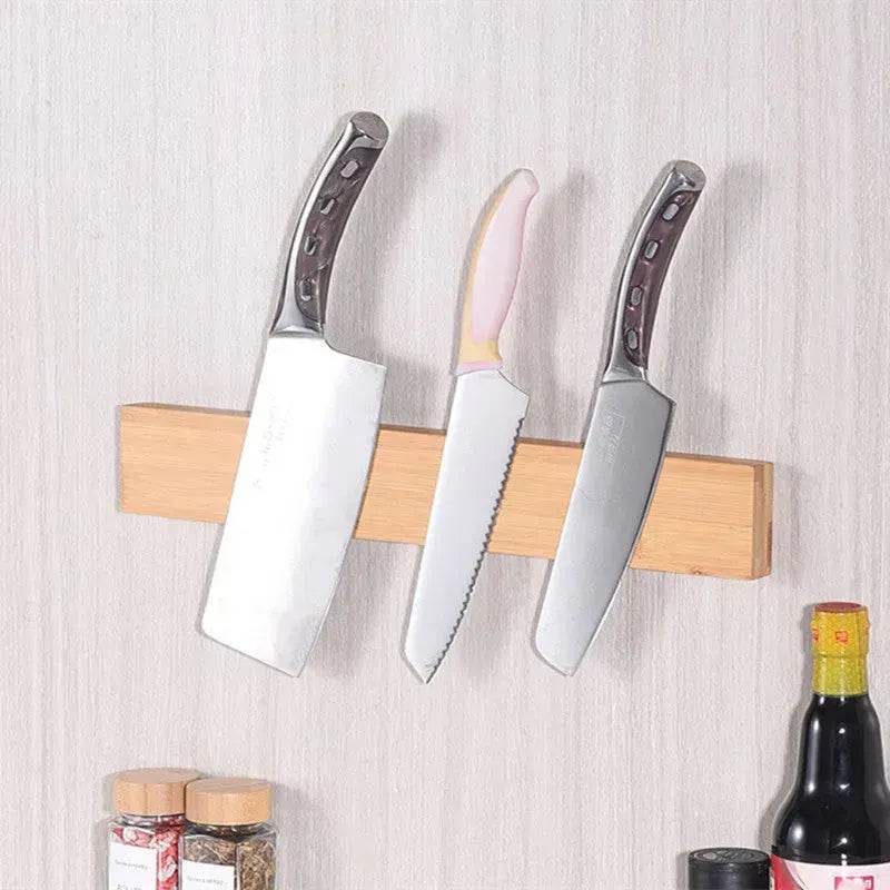 Wall Mounted Wooden Block Magnetic Knife Holder Rack - EX-STOCK Canada