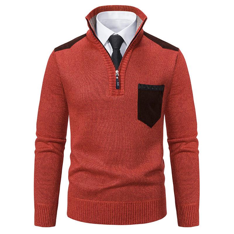 Suéter de hombre tipo pulóver, camisetas polo gruesas, media cremallera coreana, blusa para frío, cuello alto, otoño e invierno, ropa exterior de lujoEX-STOCK Canada