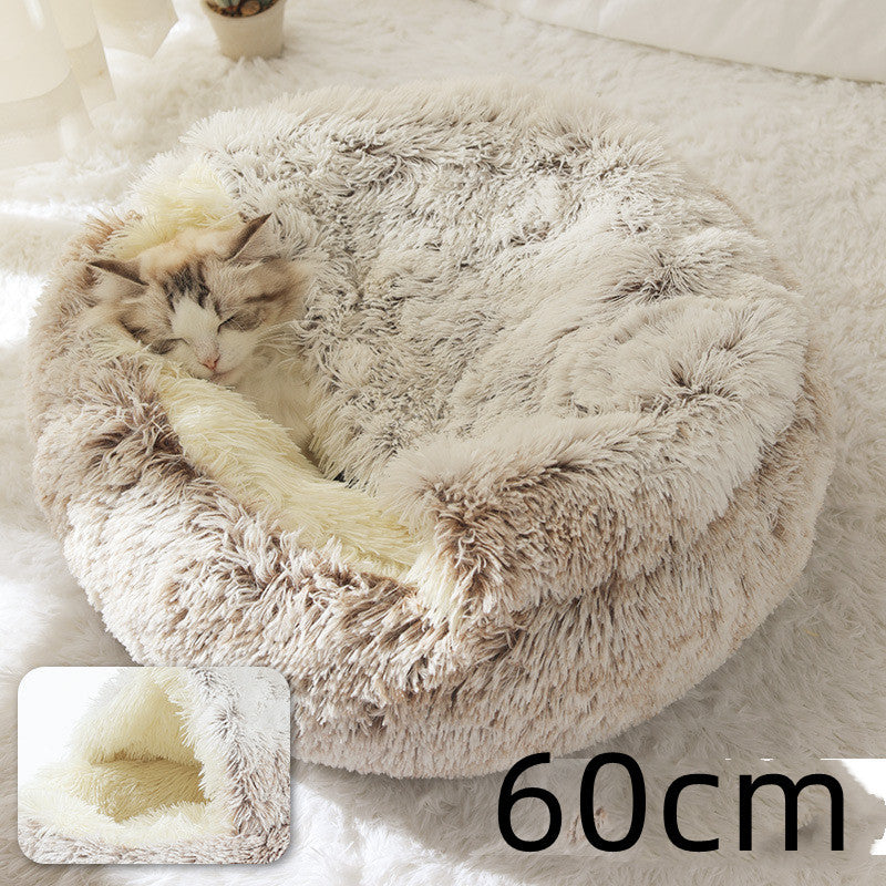 2 In 1 Dog And Cat Bed Pet Winter Bed Round Plush Warm Bed House Soft Long Plush Pets Bed Pet Products EX-STOCK Canada