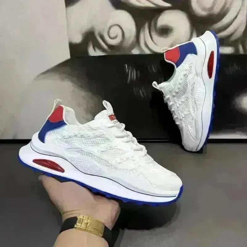 White Laceup Sneakers Fashion Breathable Mesh Flat Shoes Lightweight Versatile Casual Running Walking Shoes - EX-STOCK CANADA