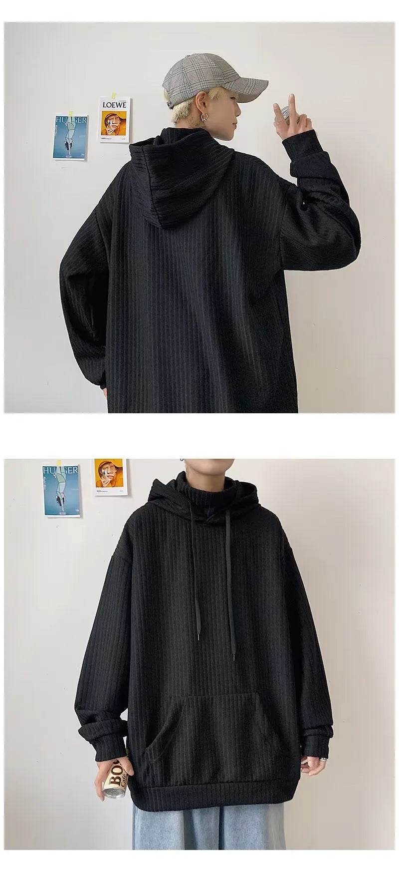 American Oversized Drawstring Turtleneck Hoodie Sweatshirt Men - EX-STOCK Canada