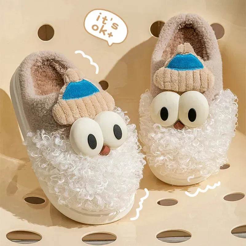 Cartoon Bearded Santa Claus Slippers Home Warm Non-slip Plush Cotton Shoes Christmas Couple Floor Bedroom Slipper Women Men - EX-STOCK Canada
