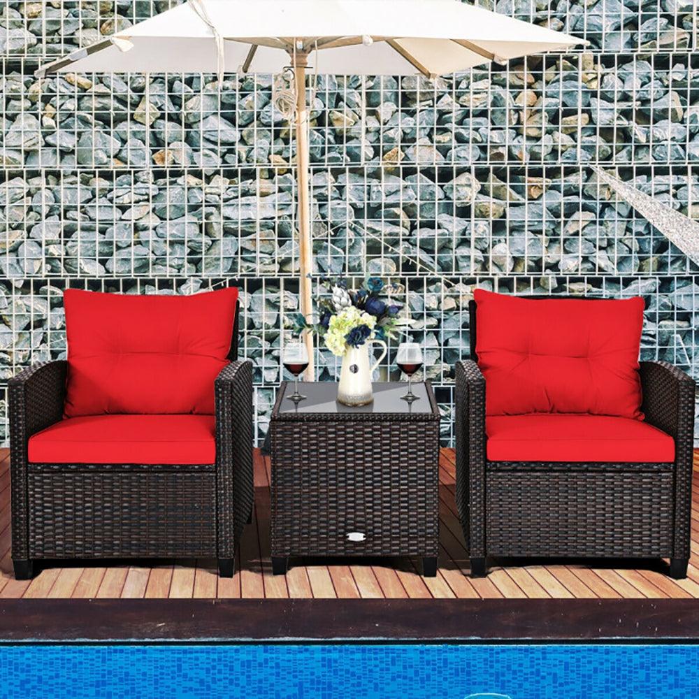 Set di Mobili da Patio in Rattan a 3 Pezzi con Cuscino LavabileEX-STOCK Canada