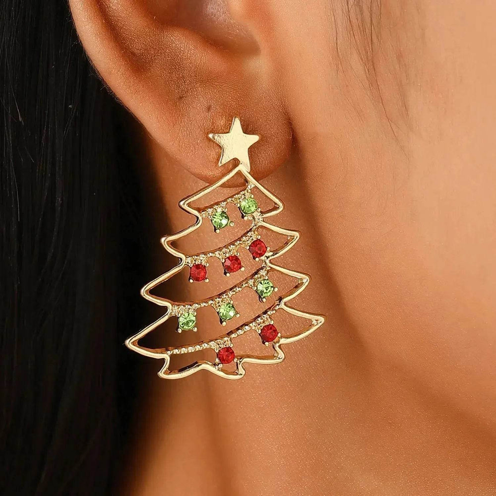 Christmas Earrings With Christmas Tree Colorful Zircon Christmas Tree Earrings For Women Personality Earrings Party Jewelry Christmas Gift - EX-STOCK Canada