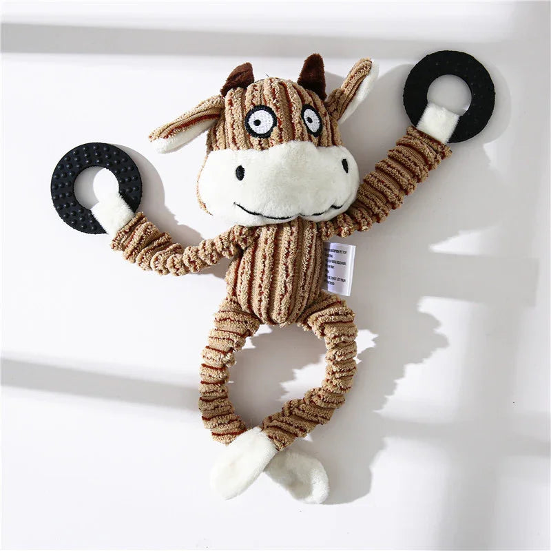 Pet Toy Donkey Shape Corduroy Chew Toy For Dogs Puppy Squeaker Squeaky Plush Bone Molar Dog Toy Pet Training Dog EX-STOCK Canada