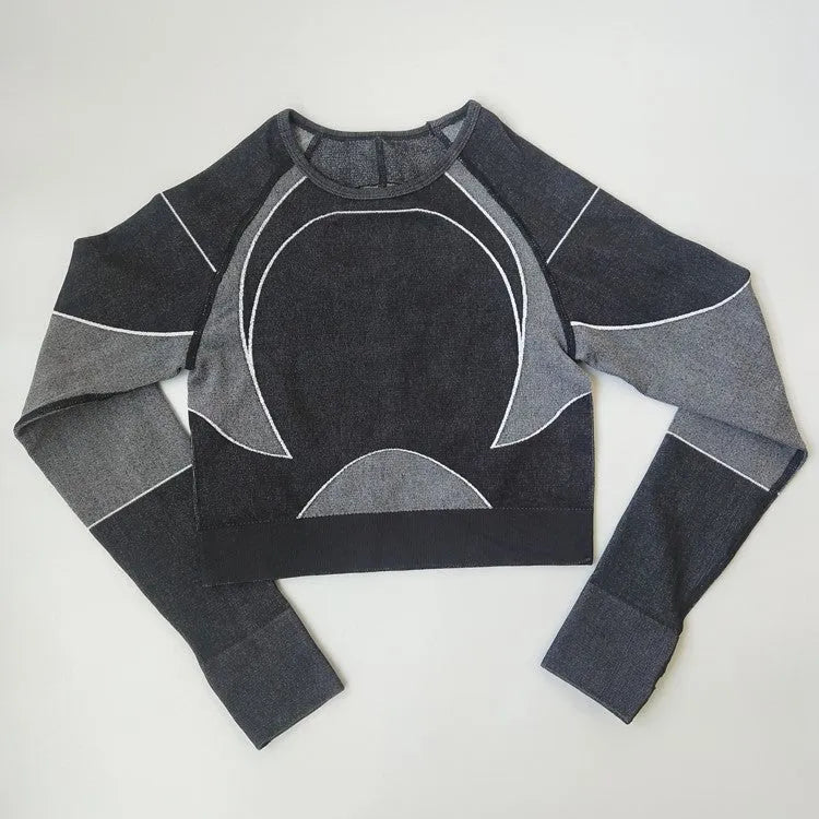 Women Tight Long Sleeve Fitness Workout Yoga Running Gym Crop top