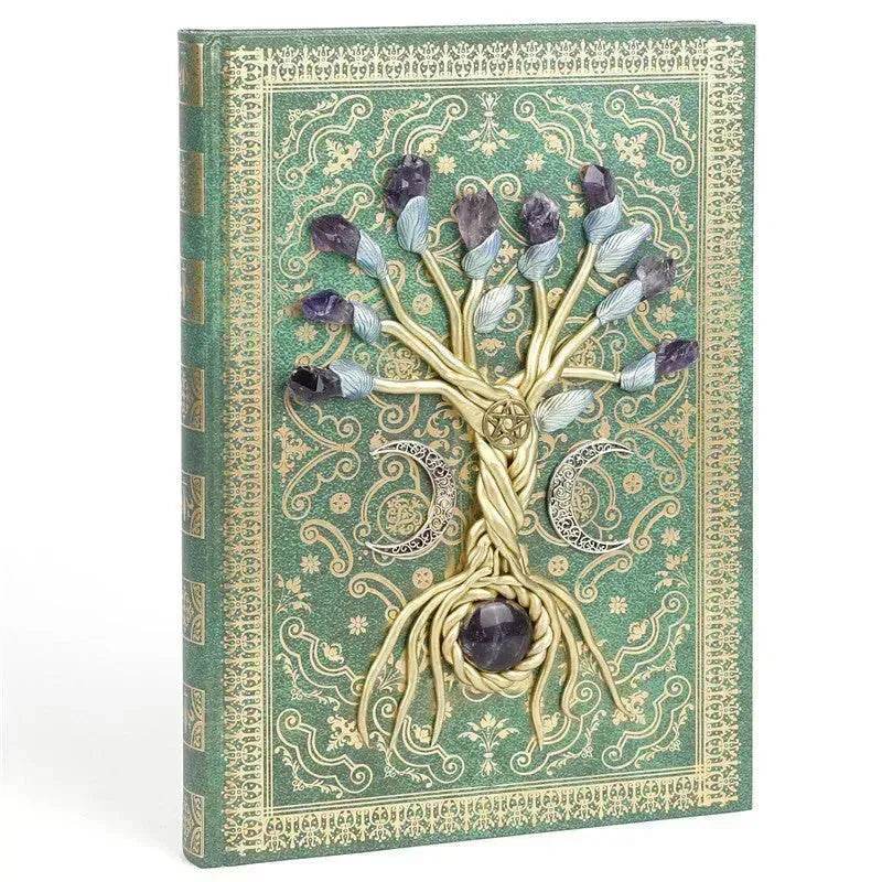 Simple Lucky Tree Pattern Personalized Creative Inlaid Natural Crystal Gem Journal Hard cover Note book - EX-STOCK Canada