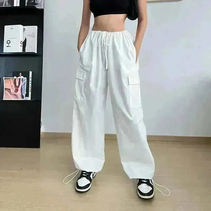 Jambe large des femmes en vrac plus taille pantalon cargo baggy droit des femmes