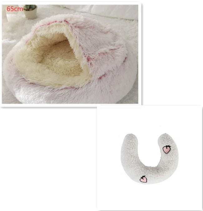 Cama para Perros y Gatos 2 en 1 Cama de Invierno para Mascotas Redonda de Felpa Cálida Suave Cama de Felpa Larga para Mascotas Productos para MascotasEX-STOCK Canada