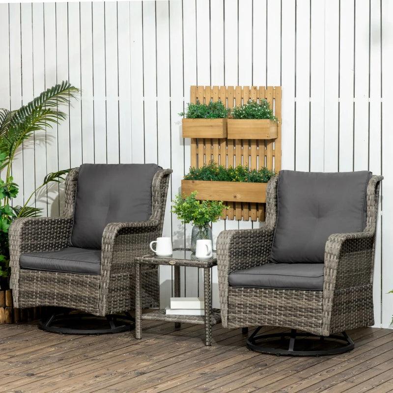 Patio Bistro Set, Porch Furniture With 360 Rotation & Rocking Function,, Gray EX-STOCK Canada