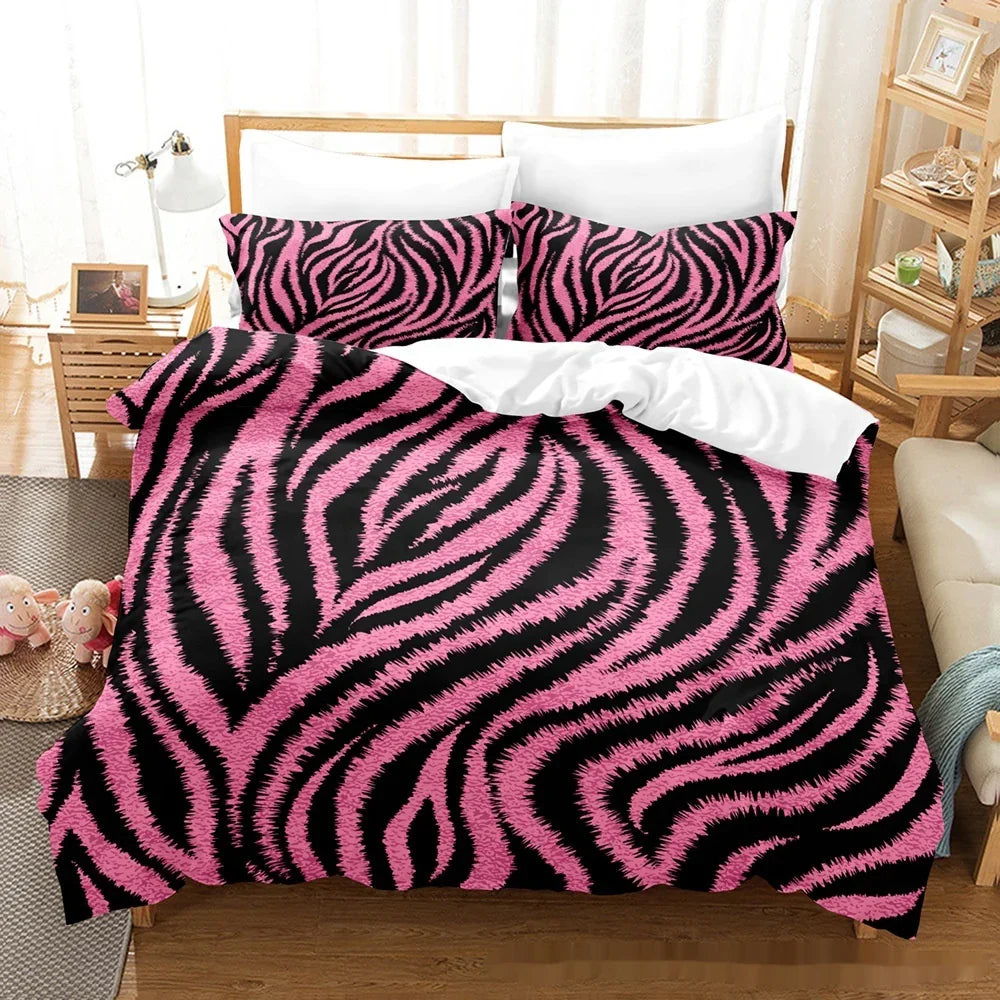 Printed Home Textile Animal Fur Grain Duvet Cover Pillowcase Three-piece Set EX-STOCK Canada