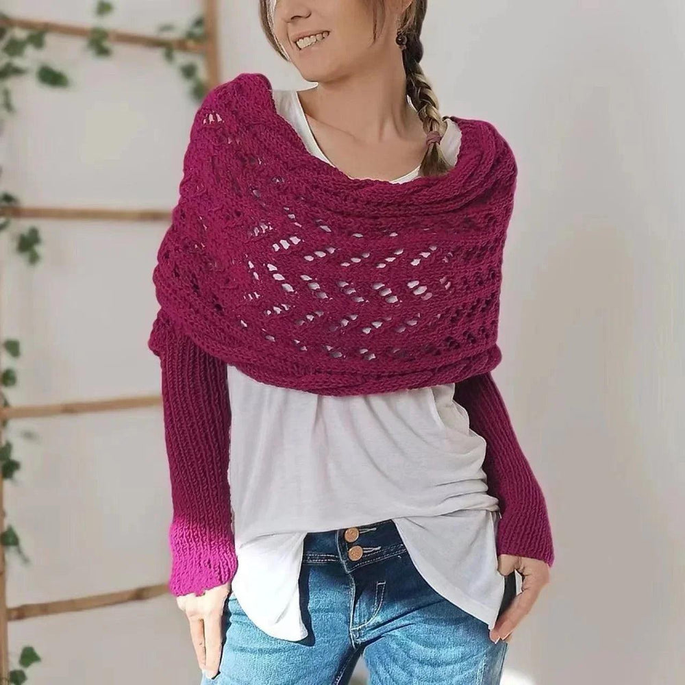 Autumn And Winter Warm Knitted Shawl Women's Hollowed-out Double Sleeve Shawl Collar Fashion Natural For Home And Party EX-STOCK Canada