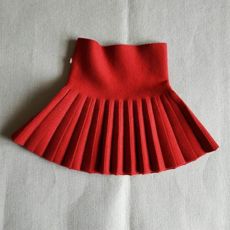 Girls Autumn Clothing Knitted Skirt High Waist Pleated Mini Skirt - EX-STOCK Canada