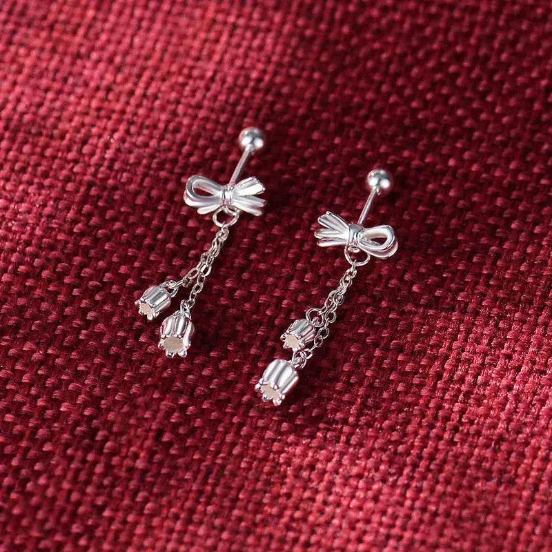 Silver Drop Earrings Tassel Bone Stud Earrings - EX-STOCK Canada