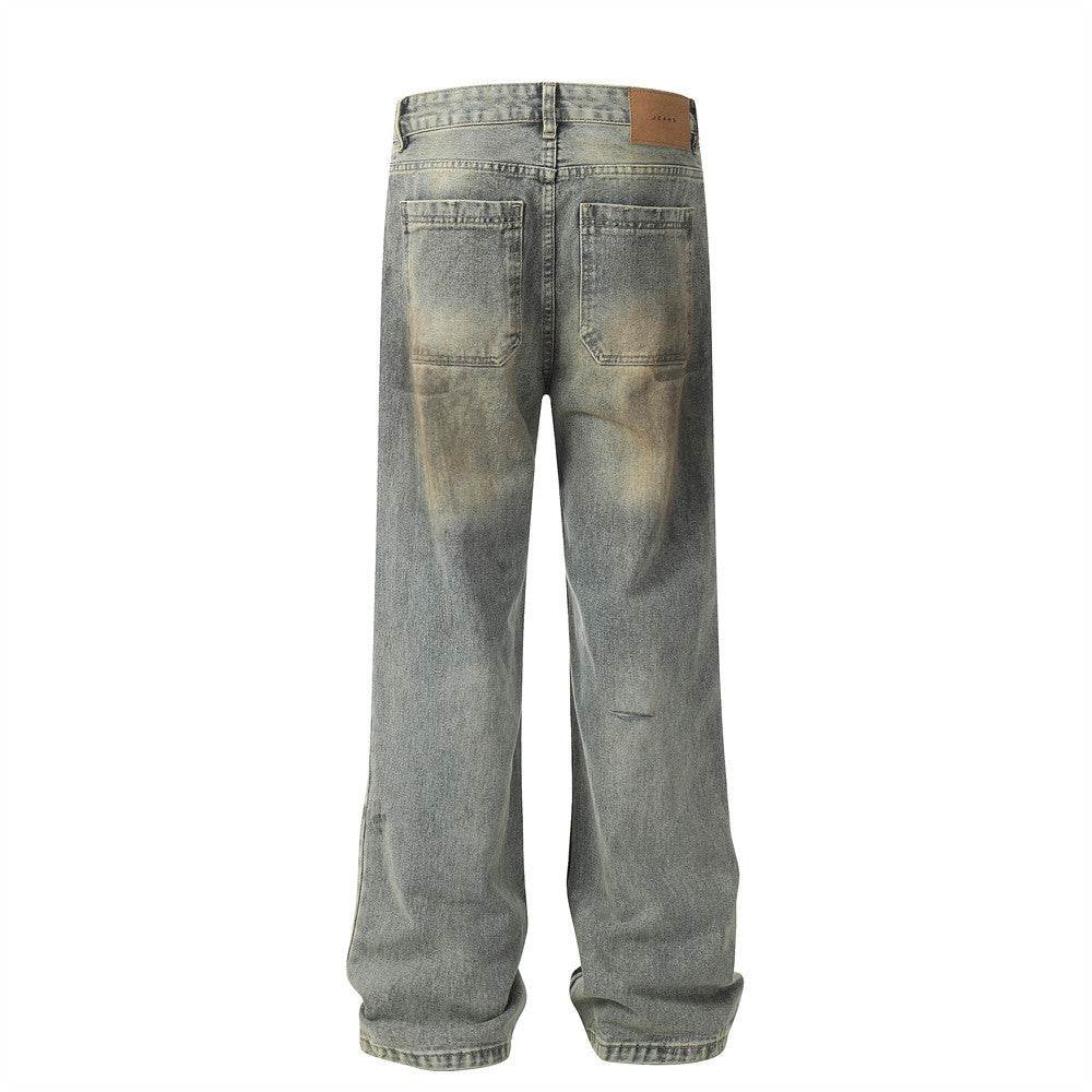 Hole Denim Men Trousers Heavy Industry Washing Jeans - EX-STOCK Canada